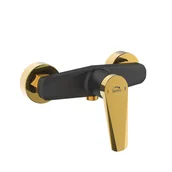 Baterie wannowe i prysznicowe - Laveo Rubio bateria prysznicowa ścienna czarny/złoty BVR740G - miniaturka - grafika 1