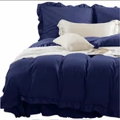 Pościel - Pościel Ruffy 140x200 granatowa z falbanką - miniaturka - grafika 1