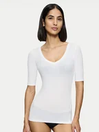 Piżamy damskie - Triumph Koszulka piżamowa Beauty Layers 10222610 Écru Slim Fit - miniaturka - grafika 1