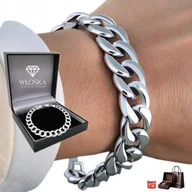 Bransolety męskie - GRUBA Bransoleta SREBRNA Męska Pancerka 10mm Pełna Bransoletka Na Prezent - miniaturka - grafika 1