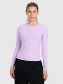 Koszulki i topy damskie - 4F Longsleeve slim z prążkowanej dzianiny damski - fioletowy XS - miniaturka - grafika 1