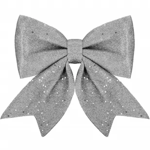 Kokardka na choinkę brokatowa 20 cm ozdoba świąteczna zawieszka srebrna - Ozdoby bożonarodzeniowe - miniaturka - grafika 1