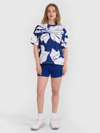 Spodenki damskie - 4F Spodenki dresowe z dzianiny waflowej damskie - granatowe L - miniaturka - grafika 1