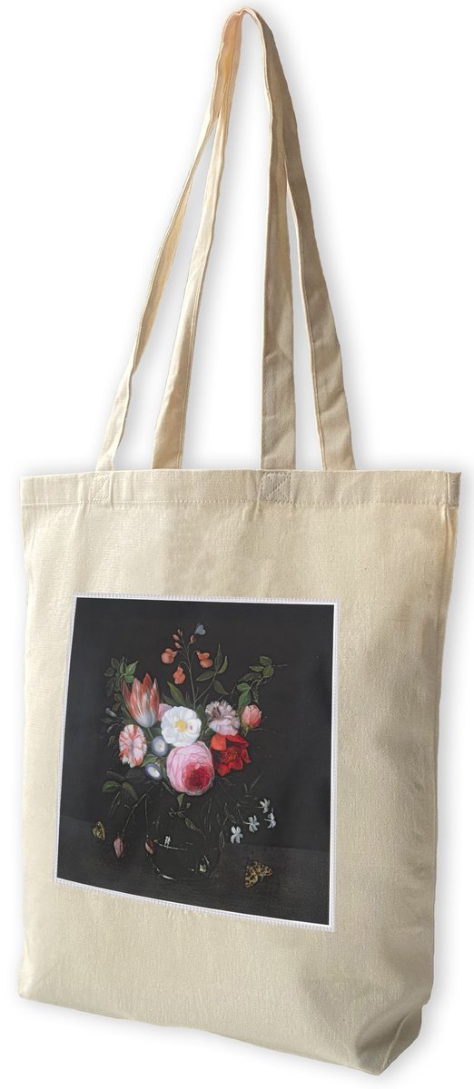 Torba z naszywką Wiosenne kwiaty w szklanym wazonie Jan van Kessel (starszy)