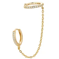 Kolczyki - Złoty Kolczyk - KOLCZYK NAUSZNICA ŁAŃCUSZEK - miniaturka - grafika 1