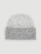 Czapki damskie - Szara czapka z cekinami - miniaturka - grafika 1