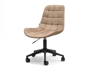 Fotel biurowy, krzesło biurowe OBRACANY FOTEL ELIOR BEŻOWY NA CZARNEJ NODZE Z KÓŁKAMI - Fotele i krzesła biurowe - miniaturka - grafika 2