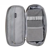 Piórniki - DUŻY PIÓRNIK DWUKOMOROWY SASZETKA Szary PR06SZ - miniaturka - grafika 1