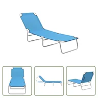 Leżaki ogrodowe - The Living Store Składany leżak - stal i tkanina - turkusowoniebieski - Leżak - miniaturka - grafika 1