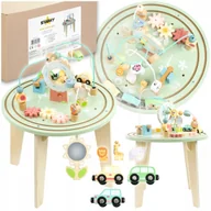 Zabawki interaktywne dla dzieci - DREWNIANY STOLIK EDUKACYJNY DLA DZIECI STOLICZEK KOLEJKA AKTYWNOŚCI ZABAWY - miniaturka - grafika 1