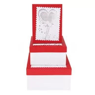 Opakowania i torebki na prezenty - Zestaw pudełek ozdobnych, walentynkowych, biało-czerwony, 3 sztuki - miniaturka - grafika 1