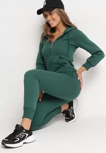 Dresy damskie - Zielony Bawełniany Komplet Dresowy z Bluzą i Spodniami Esara - grafika 1