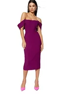 Sukienki - Trendyol FeMan Midi Bodycon dopasowana tkana sukienka, fioletowa, 42, Fioletowy, 40 - miniaturka - grafika 1