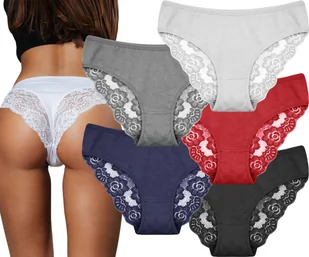 5x Majtki Damskie Bawełniane Figi Koronkowe 8897*5*XL - Majtki damskie - miniaturka - grafika 1