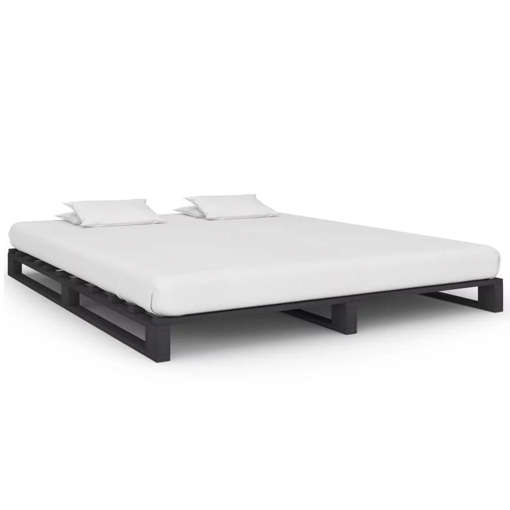 vidaXL Rama łóżka z palet, szara, lite drewno sosnowe, 200 x 200 cm