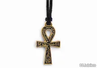 Wisiorki - WISIOREK KRZYŻ ANKH POZŁACANY talizmany krzyże kolor złoty kolor czarny ankh symbole egipskie (ar4) - miniaturka - grafika 1