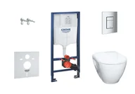 Stelaże i zestawy podtynkowe do WC - Grohe Solido - Zestaw do montażu podtynkowego, toaleta Bau Ceramic i deska Softclose,  przycisk Skate Cosmopolitan, chrom 38528SET-KH - miniaturka - grafika 1
