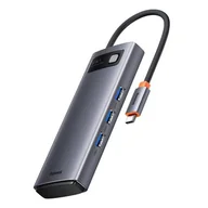 Huby USB - Stacja dokująca HUB Baseus Metal Gleam Series 6 w 1 USB Typ C - 3 x USB 3.2 Gen. 1 / 1 x Power Delivery / 1 x czytnik kart SD / 1 x czytnik kart TF sz - miniaturka - grafika 1