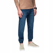 Spodnie męskie - Spodnie męskie jeansowe JOGGERY klasyczne niebieskie V2 OM-PADJ-0265 r. XXL - Ombre - miniaturka - grafika 1