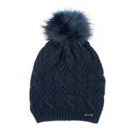 Czapki damskie - Damska czapka z ozdobnym wzorem i pomponem - miniaturka - grafika 1