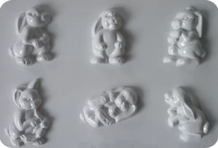 Forma do odlewów gipsu, króliczki, 6 elementów - Akcesoria rzeźbiarskie - miniaturka - grafika 1