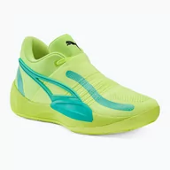 Buty sportowe męskie - Buty do koszykówki męskie PUMA Rise Nitro fast yellow/electric peppermint - miniaturka - grafika 1