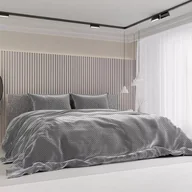 Pościel - Pościel pluszowa Minky kropki popiel 160 x 200 [cm] - miniaturka - grafika 1