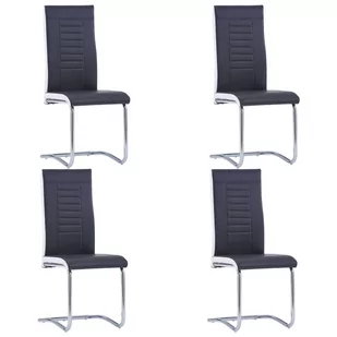 vidaXL Krzesła jadalniane, 4 szt., czarne, sztuczna skóra - Krzesła - miniaturka - grafika 1