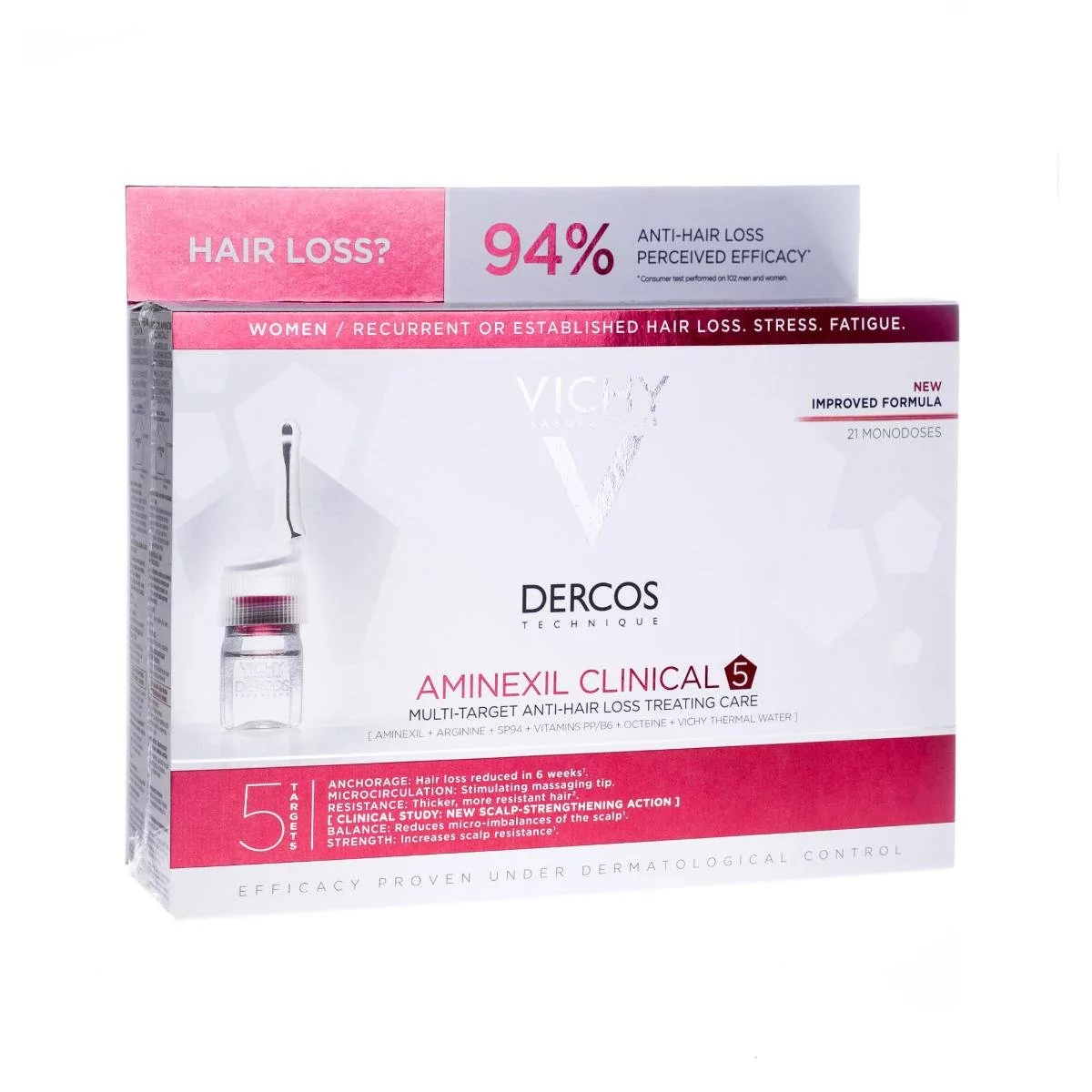 Vichy dercos aminexil clinical 5 kuracja przeciw wypadaniu włosów o  kompleksowym działaniu dla kobiet x 21 amp - Ceny i opinie na Skapiec.pl
