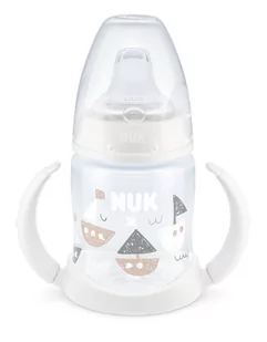 NUK Butelka FC+ z PP 150ml do nauki picia z uchwytami i z wskaźnikiem temperatury (ustnik SILIKON niekapek) biała 743943A - Kubki dla dzieci - miniaturka - grafika 1