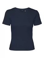 Koszulki i topy damskie - VERO MODA Damska koszulka VMEZRA SS Short TOP JRS T-Shirt, Navy Blazer, S, granatowy blezer, S - miniaturka - grafika 1