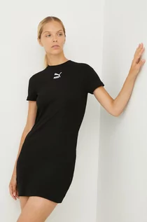 Sukienki - Puma sukienka kolor czarny mini dopasowana - grafika 1
