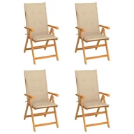 Fotele i krzesła ogrodowe - vidaXL Krzesła ogrodowe, 4 szt., beżowe poduszki, drewno tekowe! 3065533 - miniaturka - grafika 1
