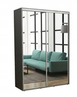 Szafy - Szafa Przesuwna Iga 2 LUSTRA 130 x 242 Antracyt/ Duża/ Pojemna - miniaturka - grafika 1