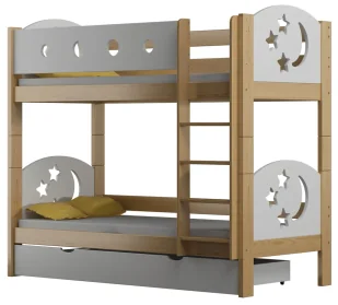 Drewniane łóżko z materacami i szufladą sosna 190x80 cm H7-T42 - Łóżka dla dzieci i młodzieży - miniaturka - grafika 1