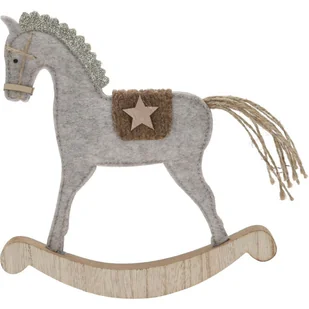 Dekoracja bożonarodzeniowa Konik na biegunach, szary, 20 x 22 x 2 cm - Ozdoby bożonarodzeniowe - miniaturka - grafika 1