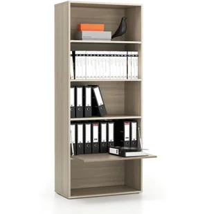 B2B Partner Regał biurowy wysoki LAYERS, 1 schowek, 800 x 400 x 1905, dąb naturalny / dąb bejcowany 611480 - Regały biurowe - miniaturka - grafika 1