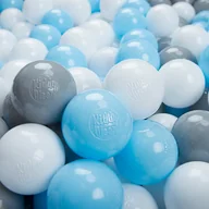Zabawki do kąpieli - KiddyMoon, plastikowe piłeczki 6cm szary-biały-babyblue 100/6cm - miniaturka - grafika 1