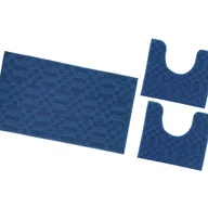 Dywaniki łazienkowe - Dywanik łazienkowy 3D Miękki Chłonny Antypoślizgowy Zmywalny Dywanik Nocny Zestaw 3-Częściowy Niebieski - miniaturka - grafika 1