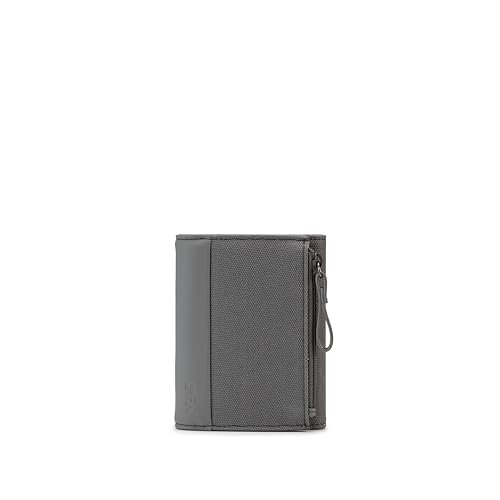 NAVA DESIGN - Trifold Portfel z 6 Miejsca na karty kredytowe i kafelki, kolor szary/limonka- rozmiar 9 x 11 x 2 cm