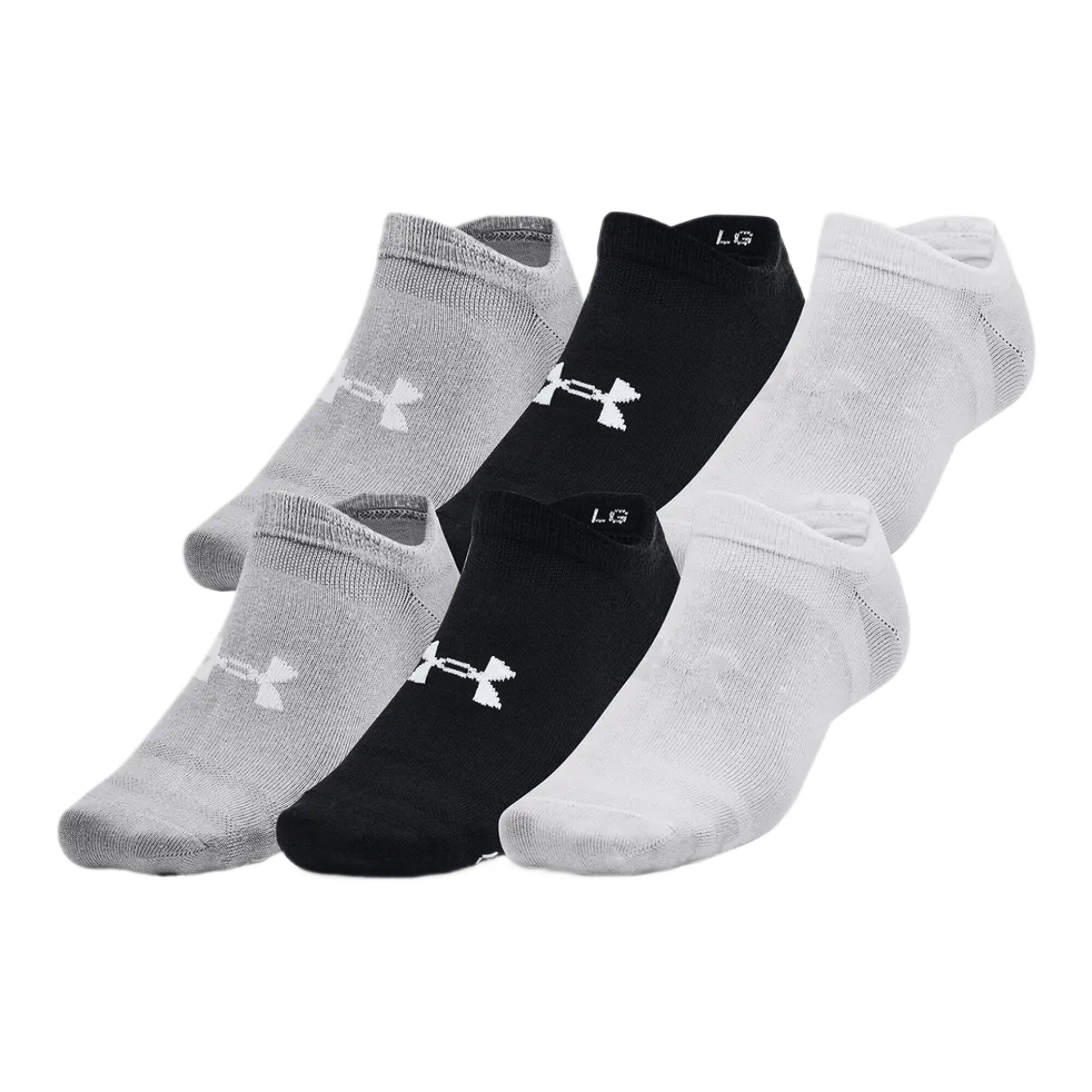 Skarpetki Under Armour Essential No Show 6pk Black / Black / Halo Gray M