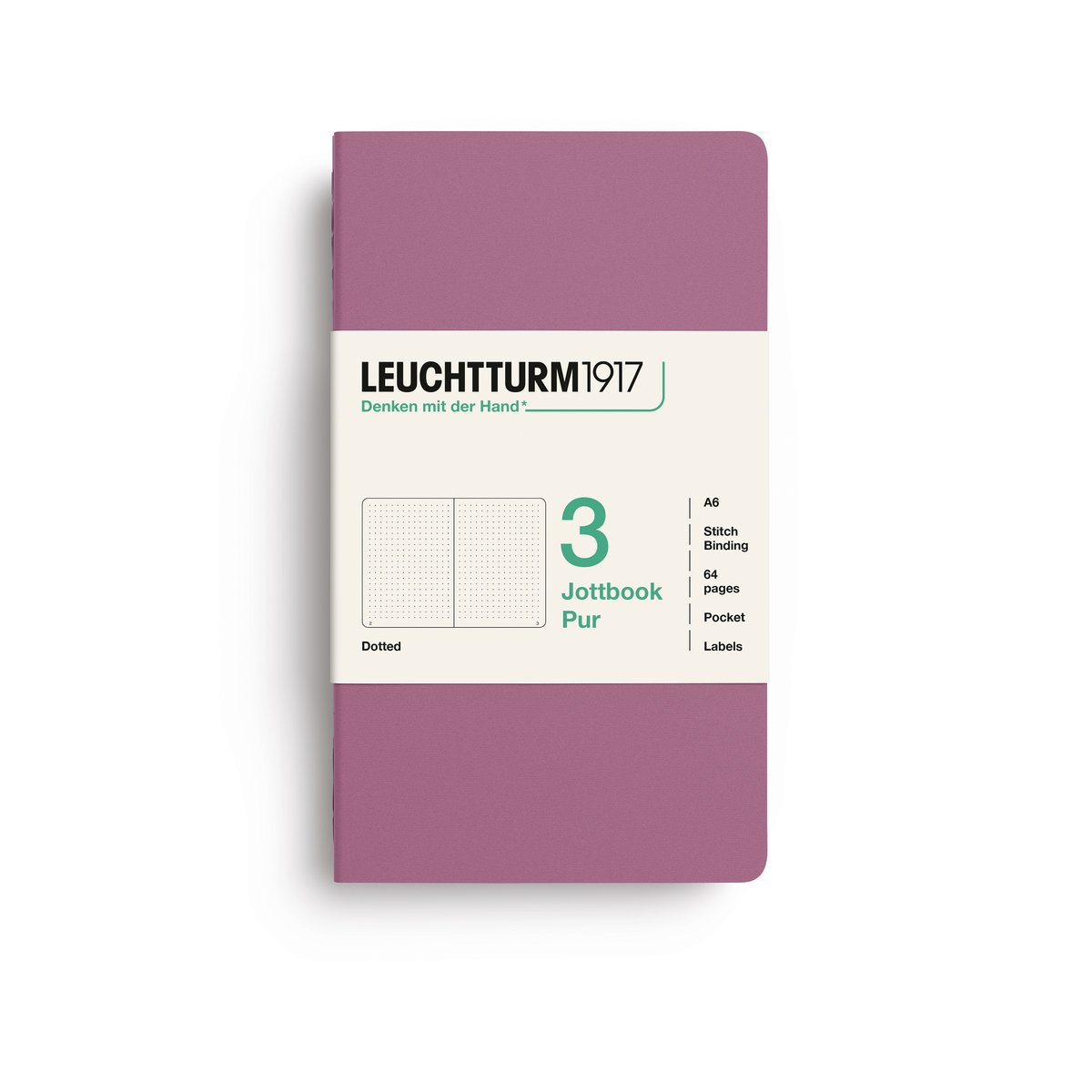 Zestaw 3 zeszytów Leuchtturm1917 Jottbook A6, kropki, Dusty Rose
