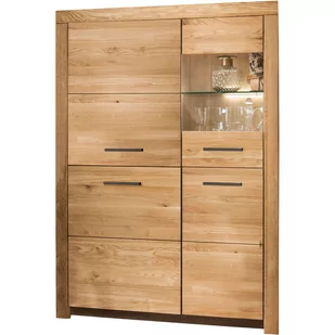 Kredens II Drewniany z Dębu Olejowanego Prawy WZ-0169-0411 WZ-0169 G+K Meble Niklowany Srebrny - Kredensy - miniaturka - grafika 1