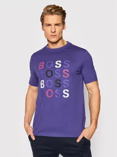Koszulki męskie - Hugo Boss T-Shirt Tessler 171 50462552 Fioletowy Slim Fit - grafika 1