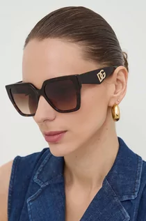 Okulary przeciwsłoneczne - Dolce & Gabbana okulary przeciwsłoneczne damskie kolor brązowy 0DG4438 - grafika 1