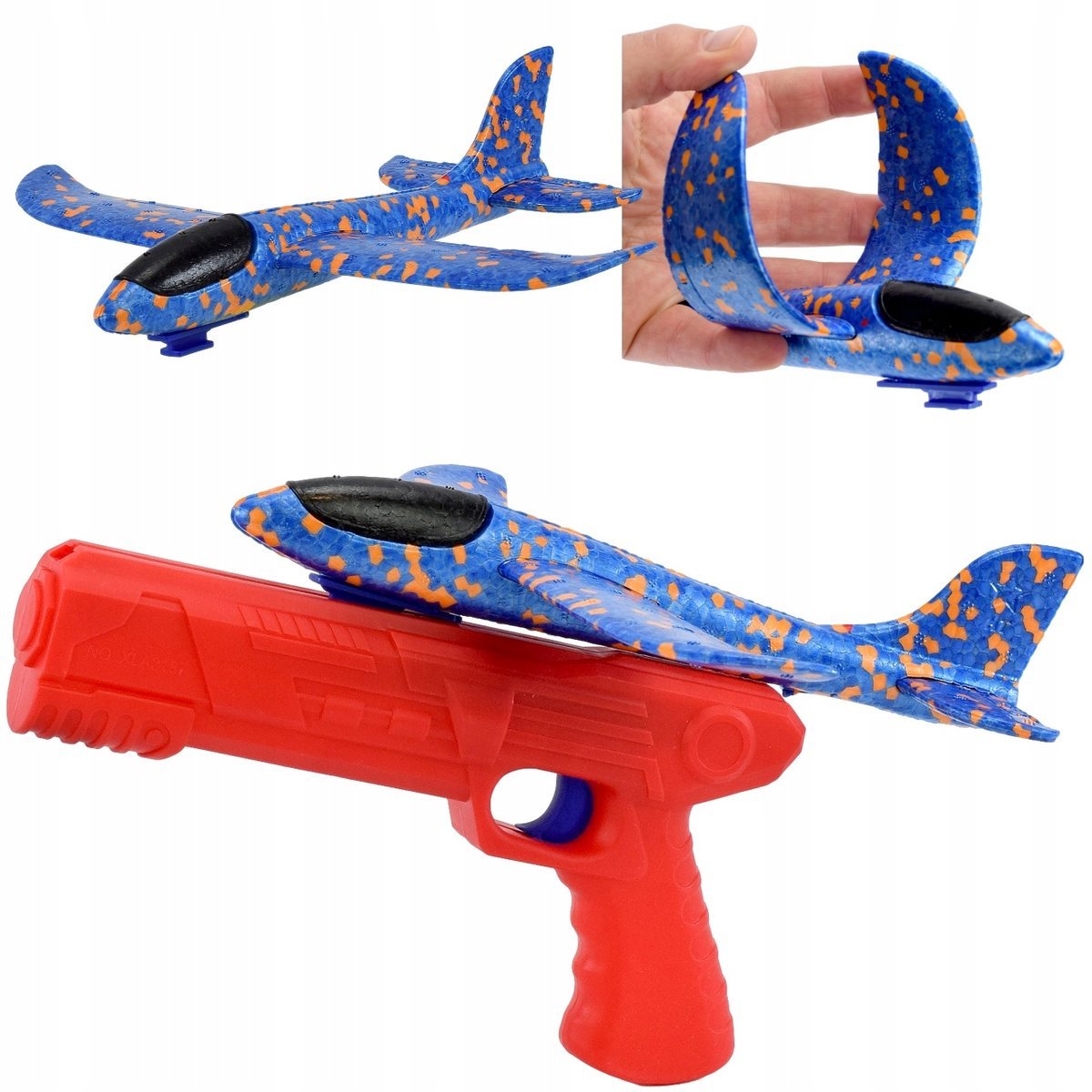 PISTOLET ZABAWKA WYRZUTNIA SAMOLOT SZYBOWIEC STYROPIANOWY