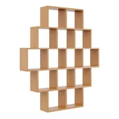 Regały - Nowoczesny regał ścienny, wiszący, 120x18x136 cm, olcha, mat - miniaturka - grafika 1