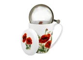 Kubki - Kubek z zaparzaczem i pokrywką porcelanowy DUO CLASSIC POPPIES 360 ml - miniaturka - grafika 1
