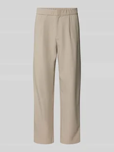 Spodnie z zakładkami w pasie o kroju relaxed tapered fit z elastycznym pasem - Spodnie męskie - miniaturka - grafika 1