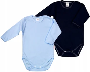 Body Dłr GŁADKIE 2PAK Granat BŁĘKIT r74 KLEKLE - Body dla niemowląt - miniaturka - grafika 1